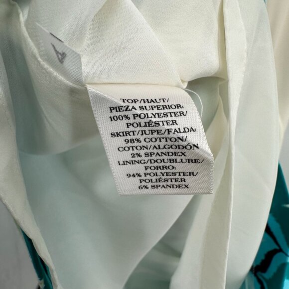 Ann Taylor Dress Size 14 Chevron Print White Blue Shift Drop Waist MOD 70s - Picture 9 of 9